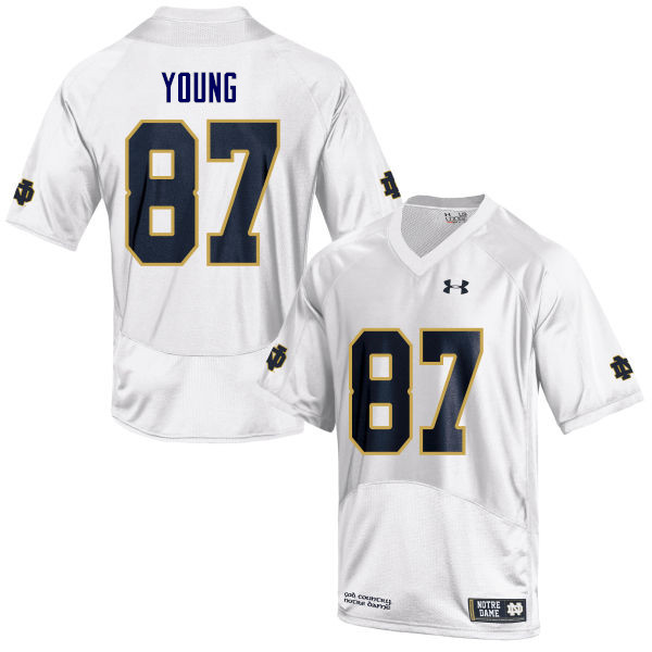 Men's NCAA Notre Dame Fighting Irish #87 Michael Young Stitched College Under Armour Authentic White Football Jersey YJ10E45QK